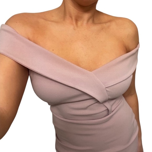 Misguided Bardot Off the Shoulder Midi Dress Lilac Lavender Dress Size 6 NWT - Picture 7 of 8